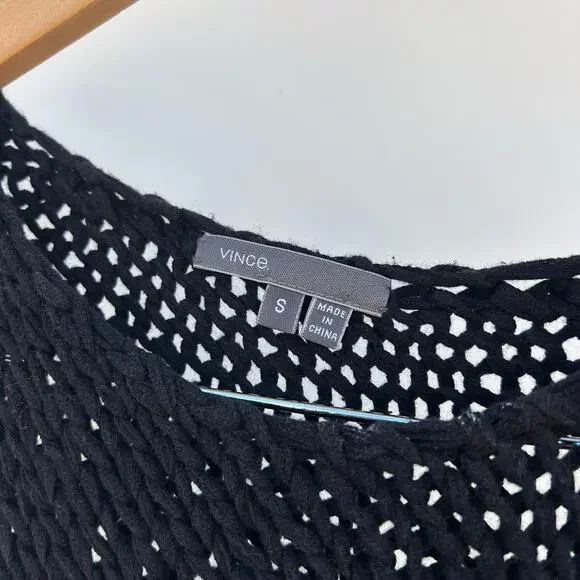 Vince Set Bundle Hand-Knit Crochet Cotton Tank Tops Black Cream Small - Picture 2 of 7